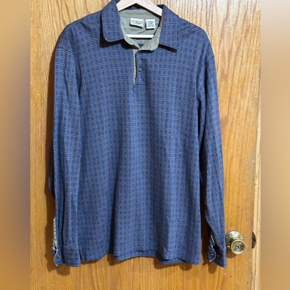 L.L.‎ Bean men’s long sleeve sz large tall shirt grey blue